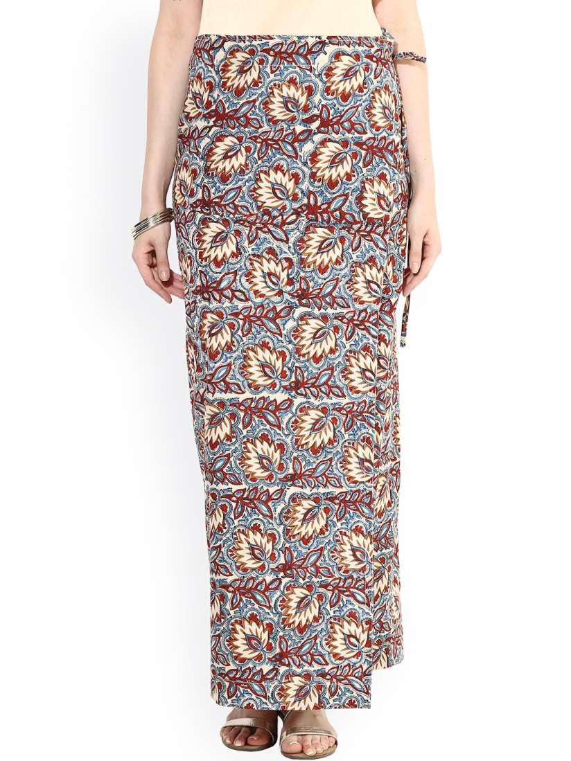 Buy indibox Brown Beige Kalamkari Hand Block Print Wrap Around Maxi Skirt Skirts for Women 910671 Myntra