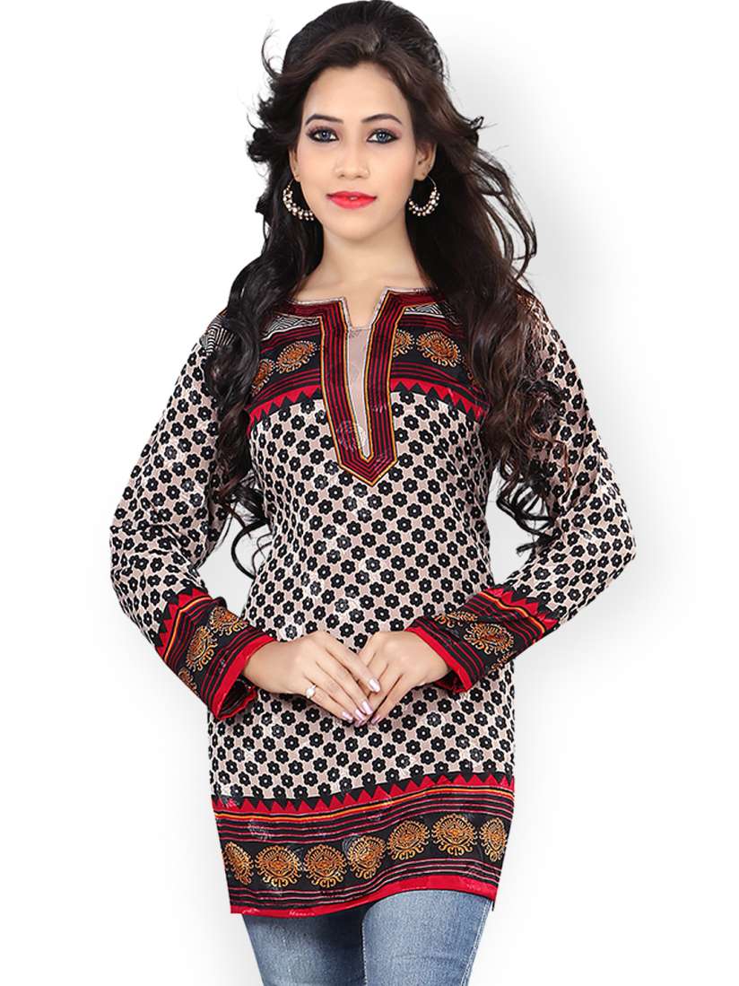 Buy Lookslady Beige Black Printed Kurti Kurtis for Women 923585 Myntra