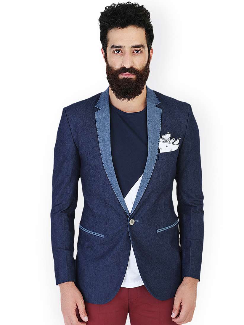 Buy MR BUTTON Blue Slim Fit Blazer Blazers for Men 938013 Myntra