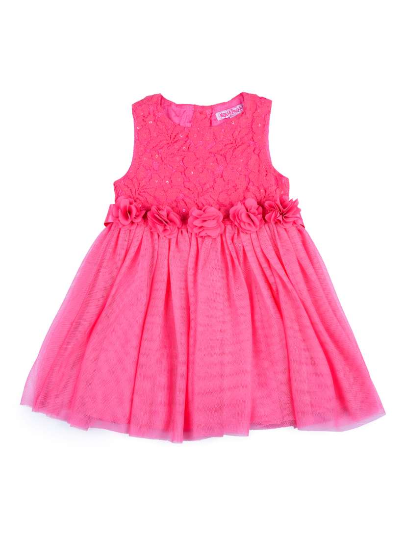Buy Nauti Nati Girls Pink Net Fit Flare Dress Dresses for Girls 964413 Myntra
