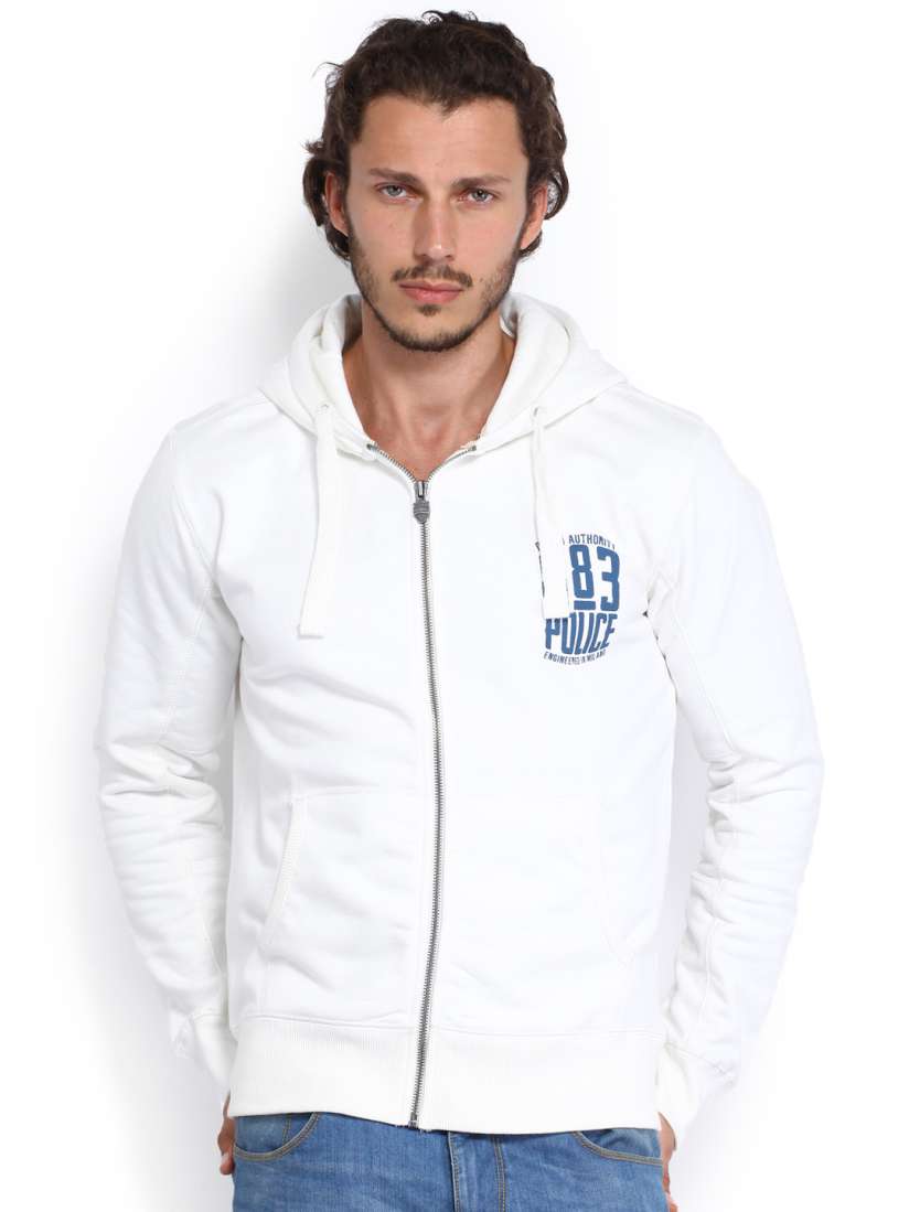 Mens white slim fit hoodie store