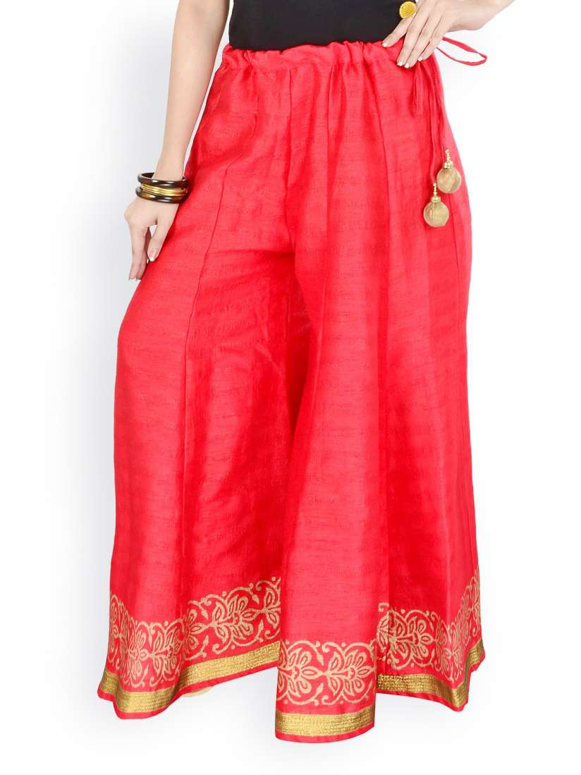 Buy 9rasa Women Red Sharara Pants Trousers for Women 482408 Myntra