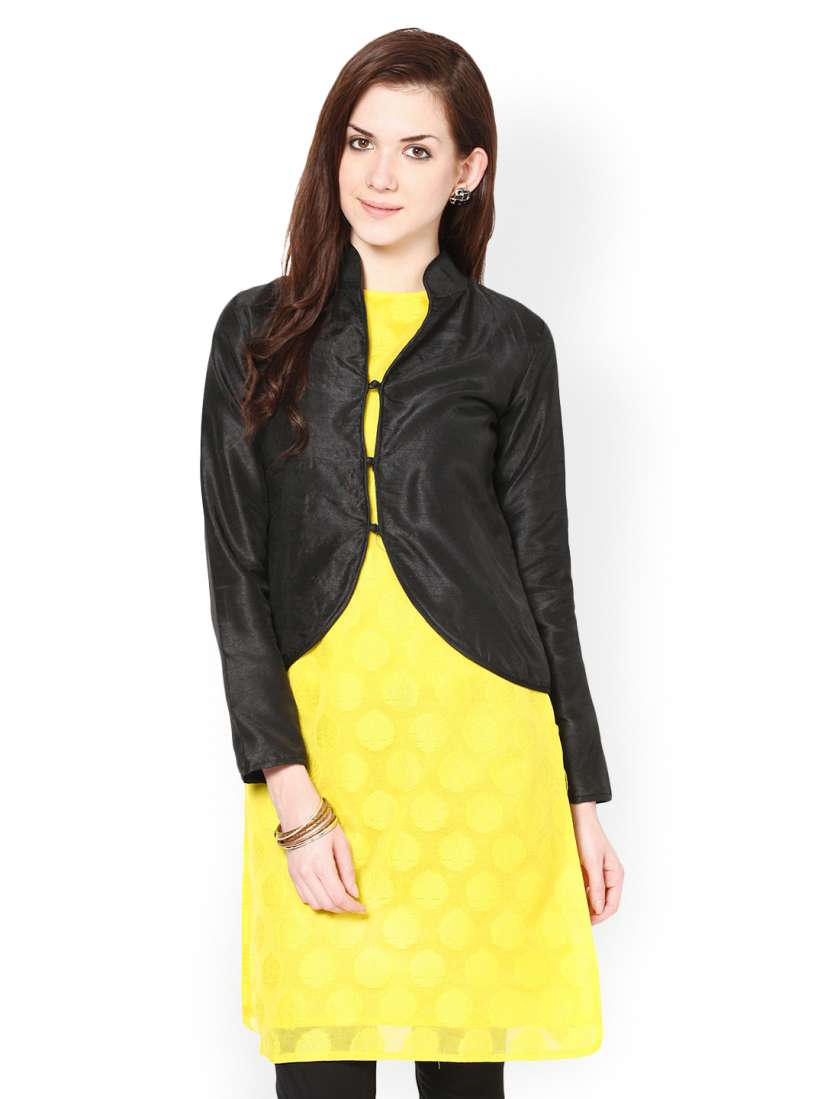 Buy Abhishti Women Yellow Woven Design Straight Kurta Ethnic Jacket Set Kurtas for Women 449482 Myntra