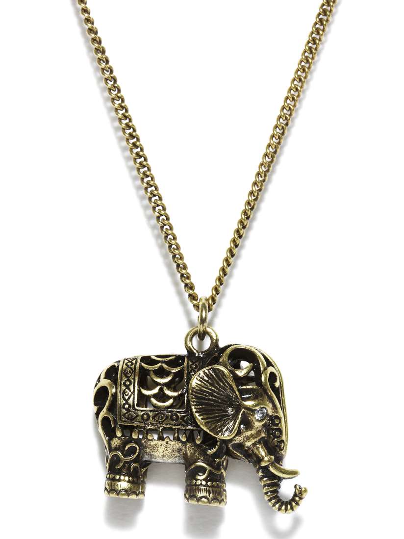 Buy Accessorize Antique Gold Toned Elephant Necklace Necklace and Chains for Women 147859 Myntra