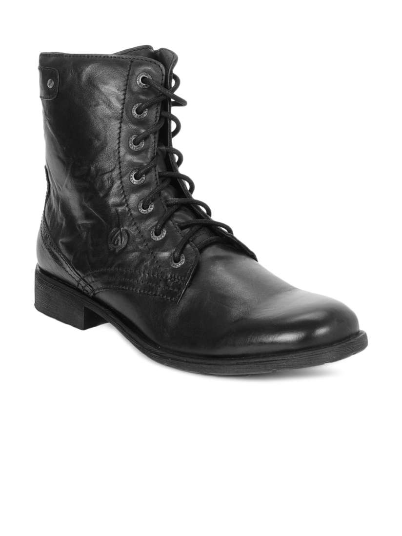 Buy Alberto Torresi Men Black Leather Flat Boots Casual Shoes for Men 67985 Myntra