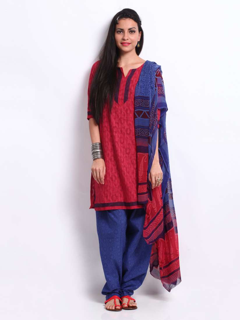Buy Anouk Women Red Blue Printed Salwar Suit with Dupatta Kurta Sets for Women 225324 Myntra