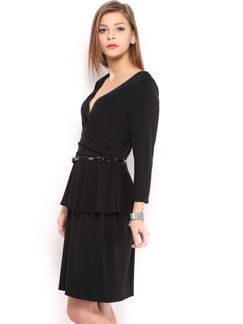 Ladies Dresses Black Dress With Peplum Waist Buy Avirate Black
