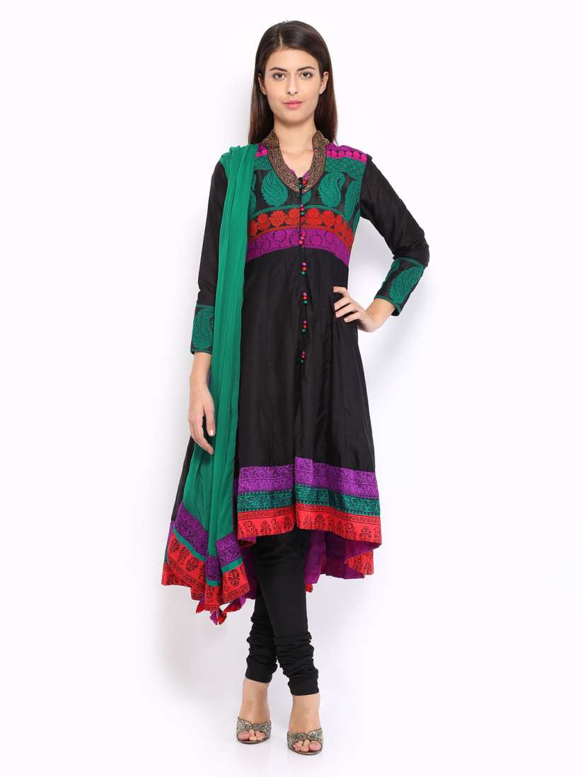 Buy BIBA OUTLET Women Black Anarkali Churidar Kurta with Dupatta Kurta Sets for Women 321457 Myntra