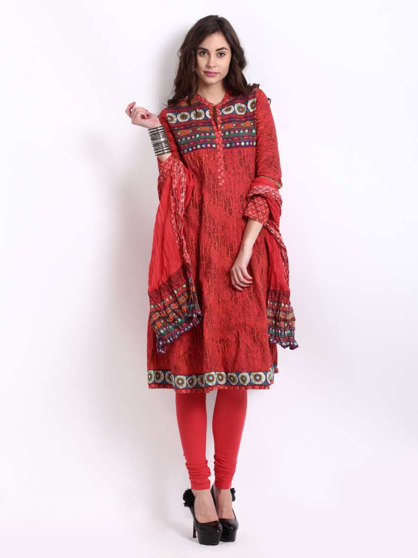 Biba red anarkali top