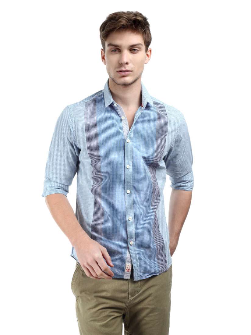 Buy Being Human Clothing Men Blue White Checked Slim Fit Casual Shirt Shirts for Men 137760 Myntra