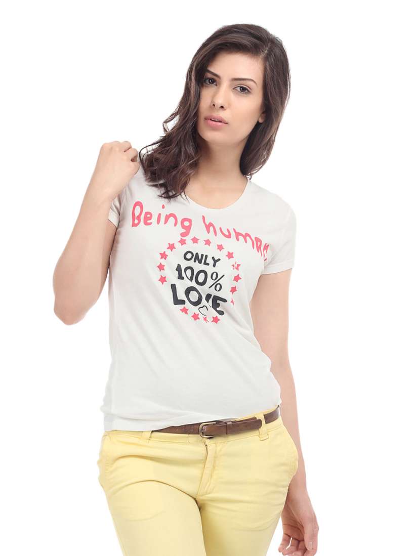 Buy Being Human Clothing Women White Printed T shirt Tshirts for Women 146400 Myntra