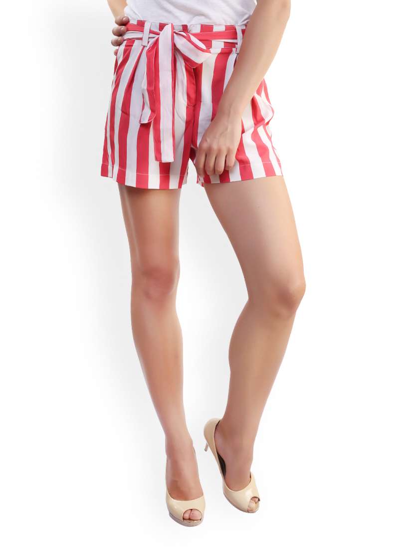 Red and white striped shorts womens clearance