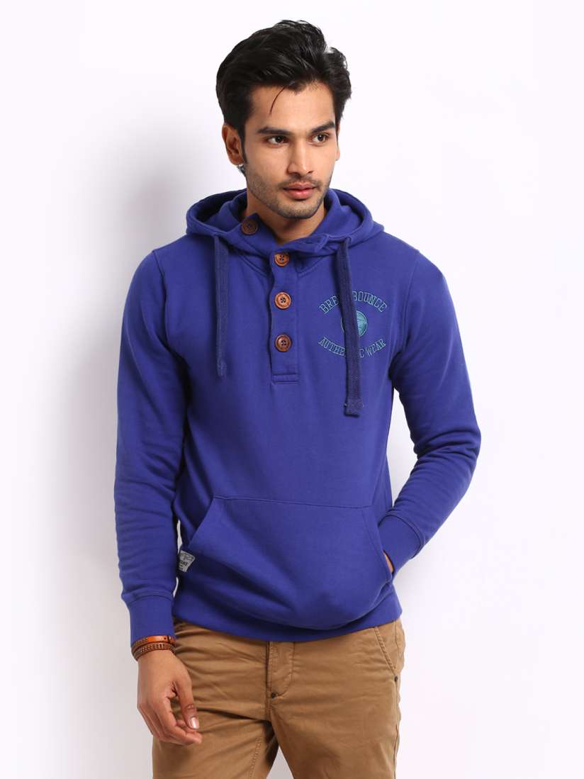 Buy Breakbounce Men Benzo Blue Hawk Buddy Regular Fit Hooded Sweatshirt Sweatshirts for Men 193605 Myntra