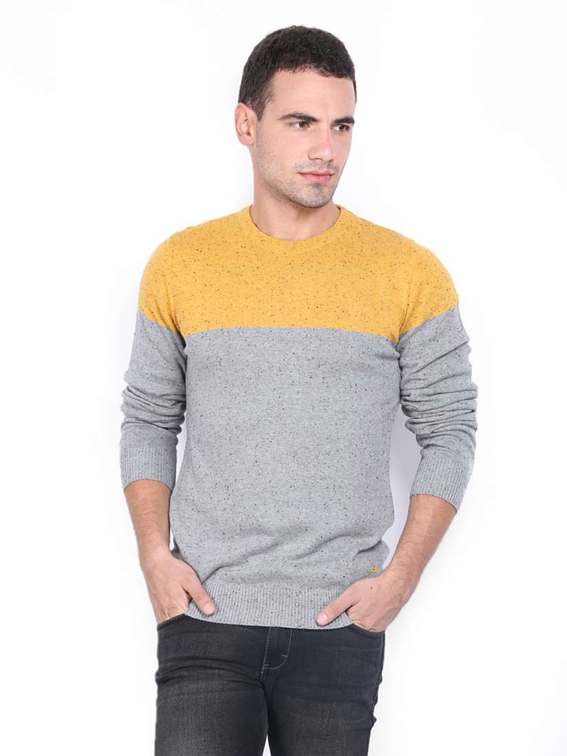 Buy Celio Men Grey Yellow Sweater Sweaters for Men 407682 Myntra