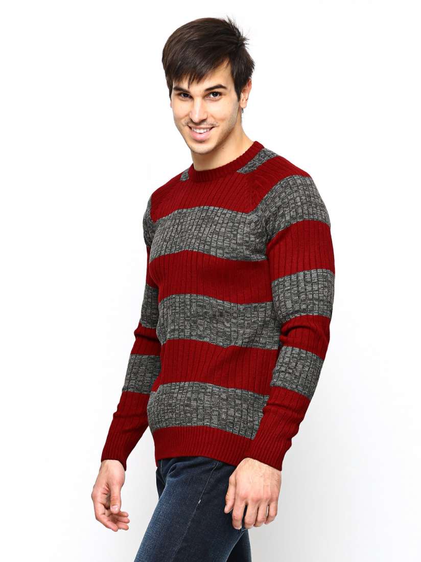 Red and grey sweater on sale