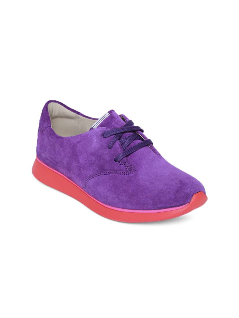 Buy Clarks Women Purple Coral Orange Suede Flat Casual Shoes Casual Shoes for Women 382755 Myntra