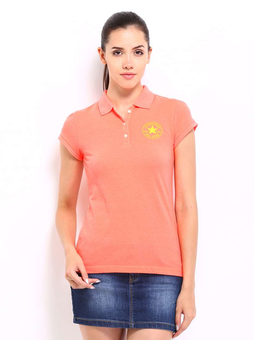 Converse t shirt womens orange hot sale