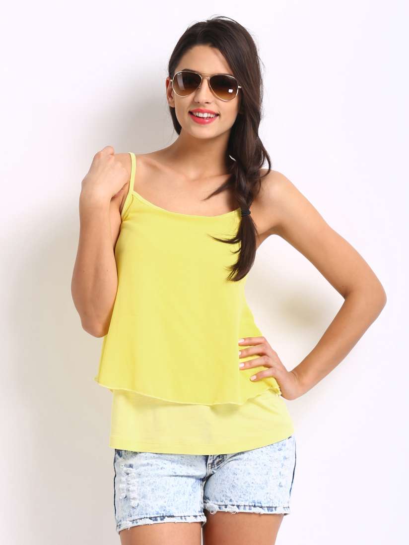 Buy DressBerry Women Yellow Spaghetti Top Tops for Women 243194 Myntra