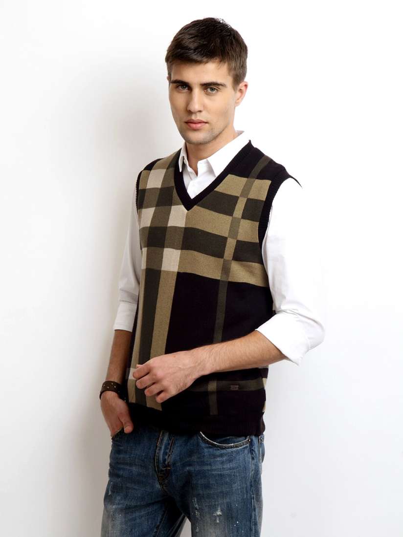 Buy Duke Men Beige Brown Reversible Sleeveless Sweater Sweaters for Men 197972 Myntra