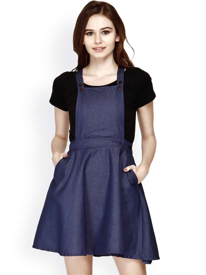 Buy FabAlley Blue Dungaree Fit Flare Dress Dresses for Women 679171 Myntra
