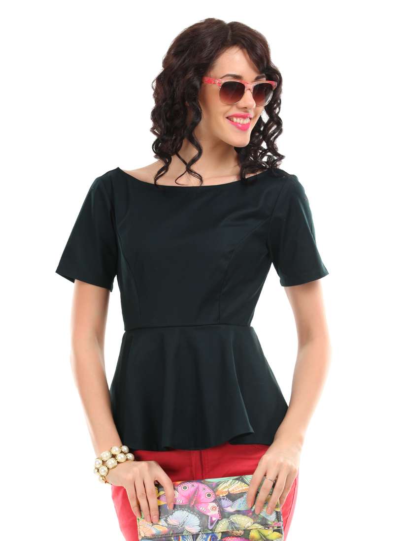 dark green peplum top