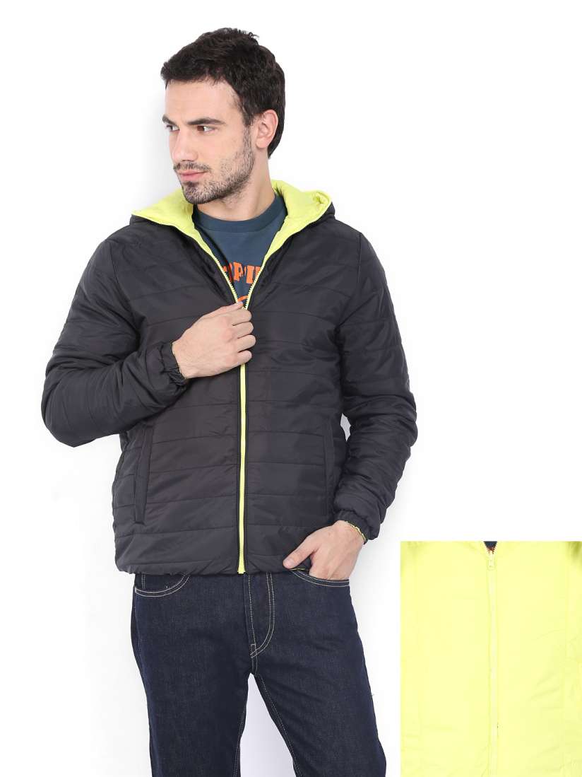 Buy Flying Machine Men Black Hooded Reversible Jacket Jackets for Men 447117 Myntra