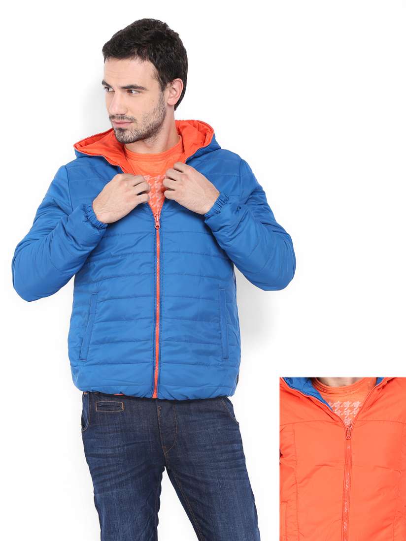 Buy Flying Machine Men Blue Orange Hooded Reversible Jacket Jackets for Men 447118 Myntra