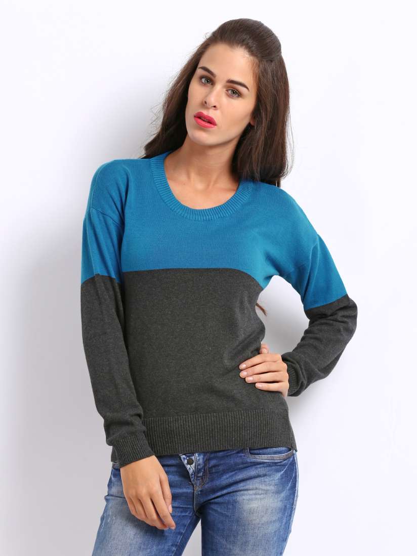 Buy Flying Machine Women Blue Grey Sweater Sweaters for Women 181217 Myntra