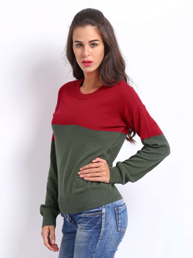 Buy Flying Machine Women Red Green Sweater Sweaters for Women 181216 Myntra