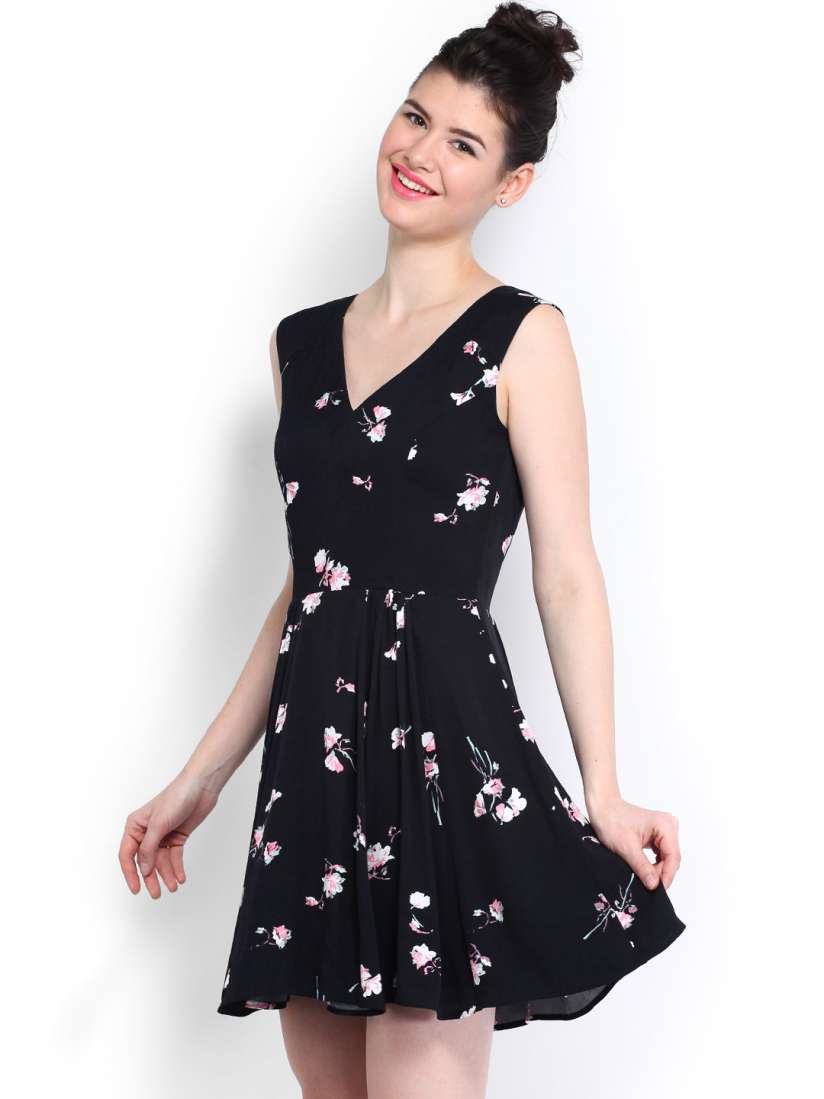Buy French Connection Navy Floral Printed Fit Flare Dress Dresses for Women 450677 Myntra