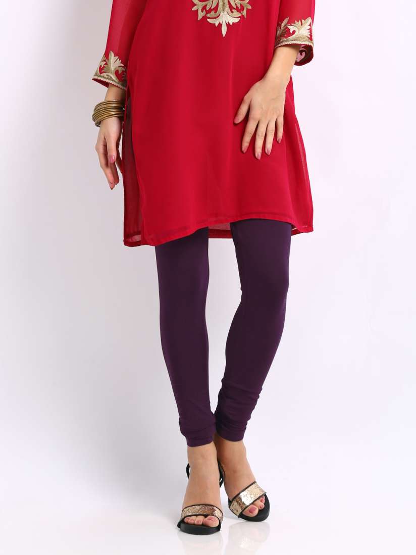 Buy Go Colours Women Burgundy Solid Churidar Length Leggings Leggings for Women 163290 Myntra