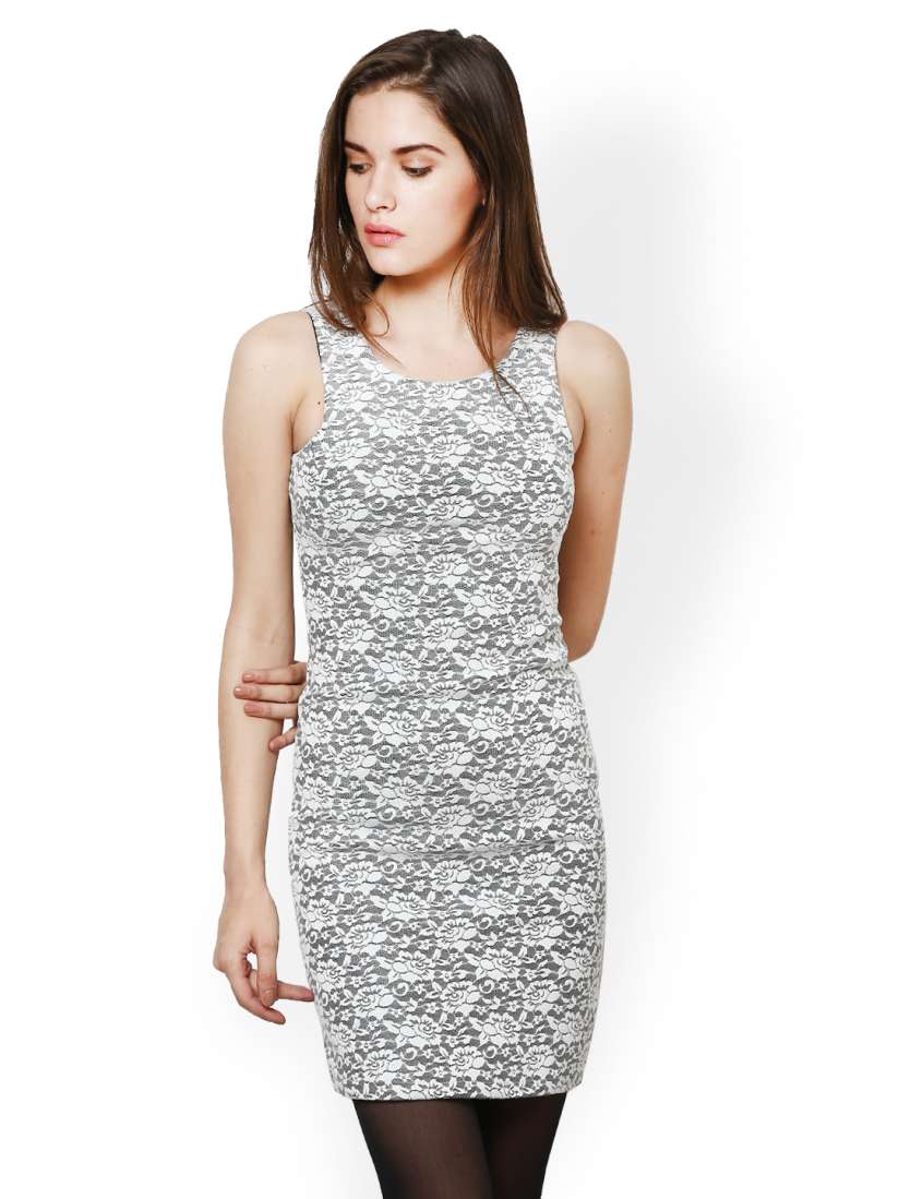 Buy Harpa White Grey Lace Sheath Dress Dresses for Women 552683 Myntra