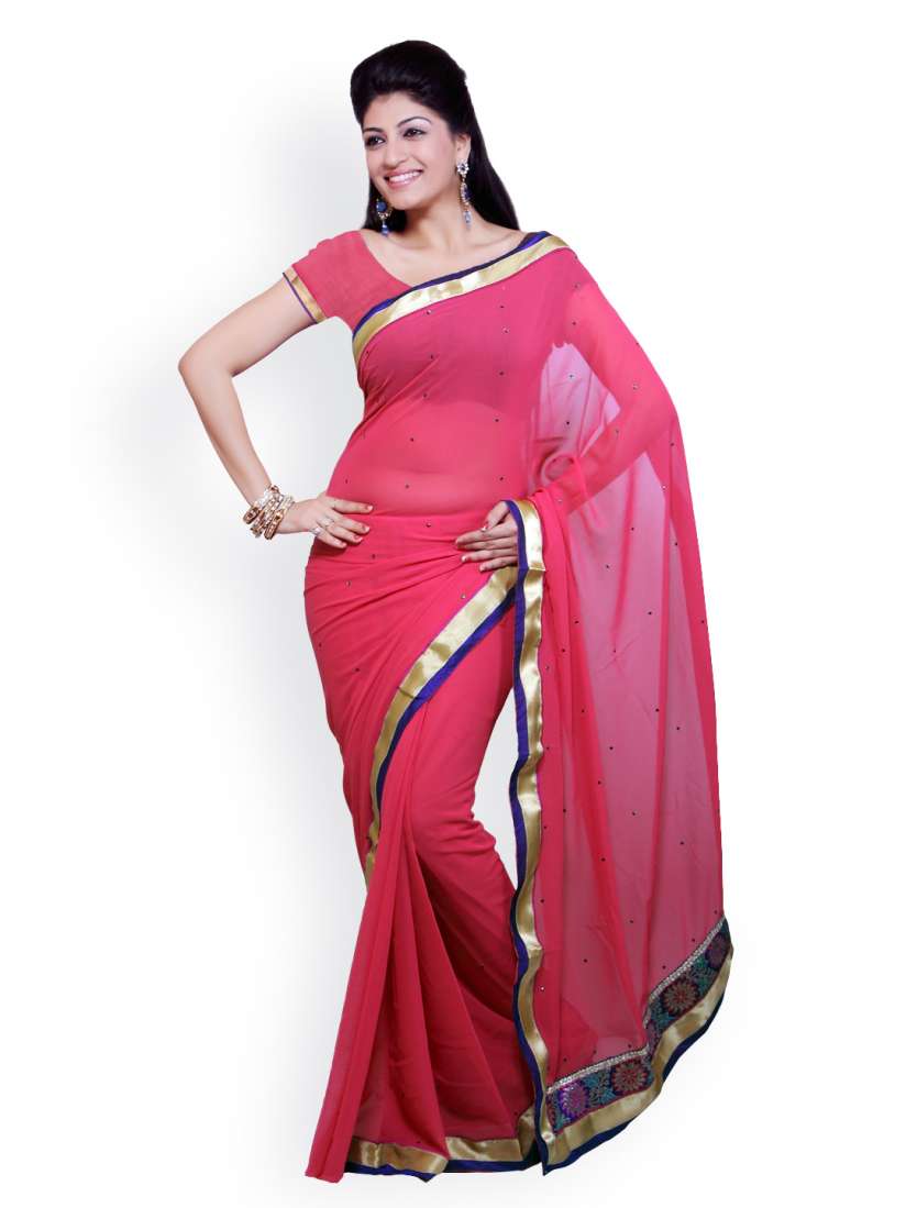 Buy Ishin Pink Georgette Fashion Saree Sarees for Women 444981 Myntra