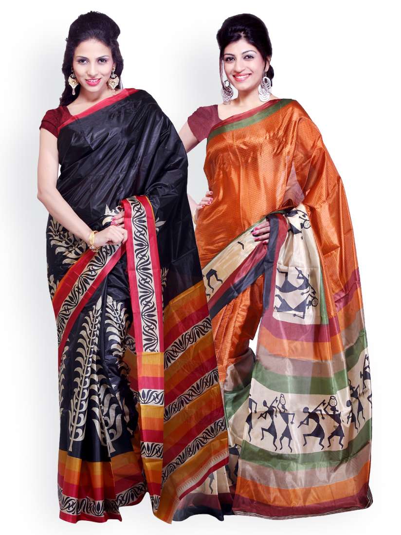 Buy Ishin Set of 2 Printed Art Silk Traditional Sarees Sarees for Women 414782 Myntra
