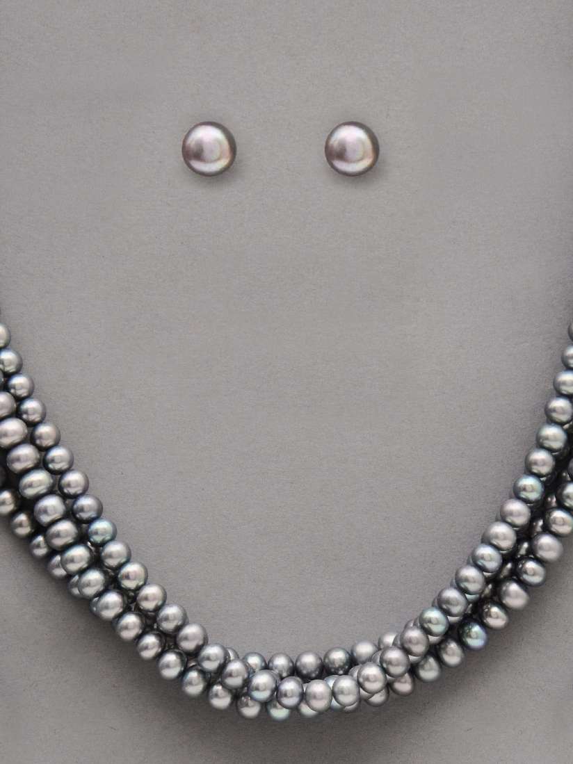 Buy Jpearls Women 4 String Grey Pearl Jewellery Set Jewellery Set for Women 99823 Myntra