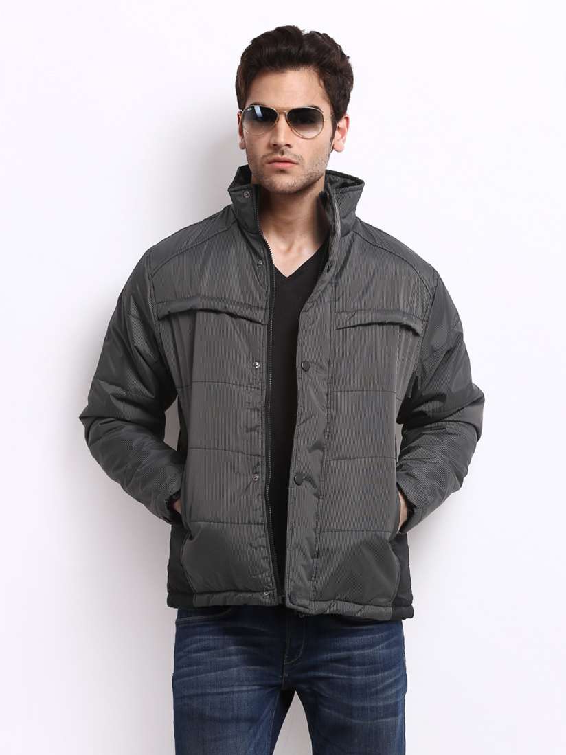 Buy John Players Men Black Striped Padded Jacket Jackets for Men 229715 Myntra