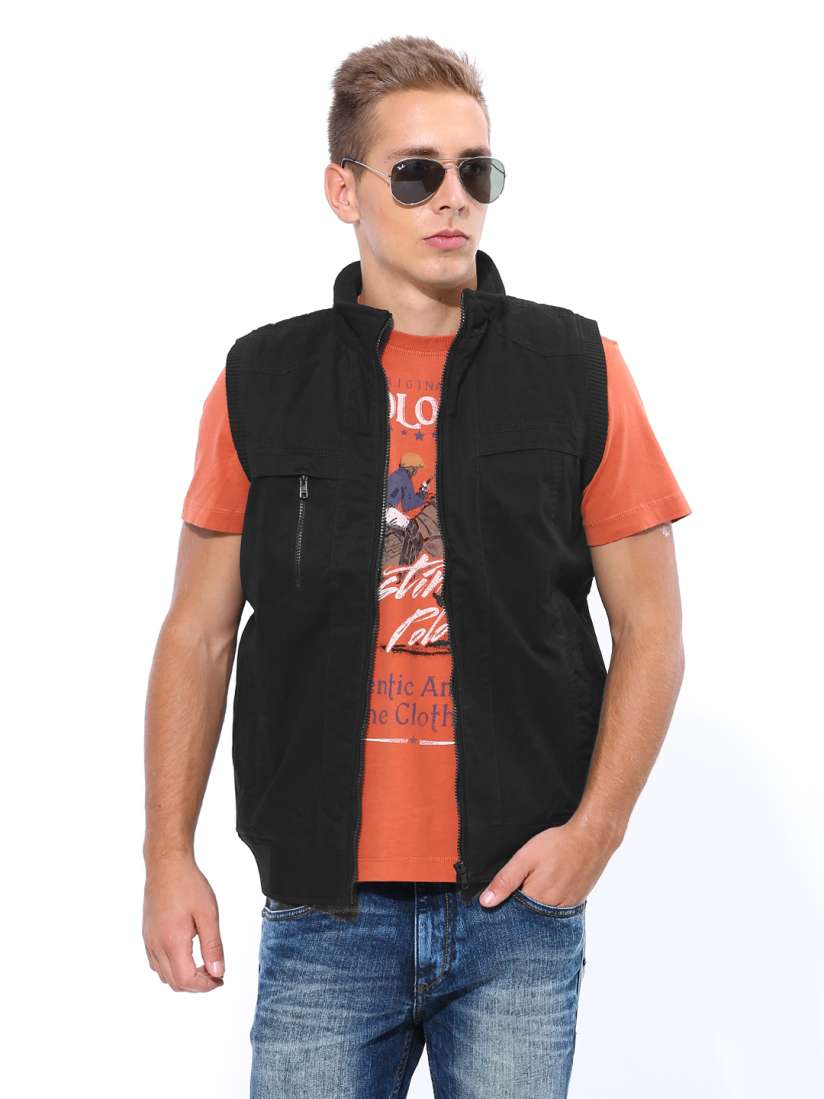 Buy John Players Men Black Sleeveless Jacket Jackets for Men 391261 Myntra