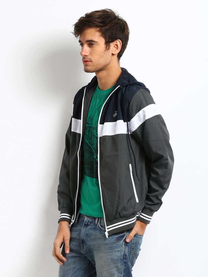Buy John Players Men Grey Navy Wind Cheater Jacket Jackets for Men 181399 Myntra