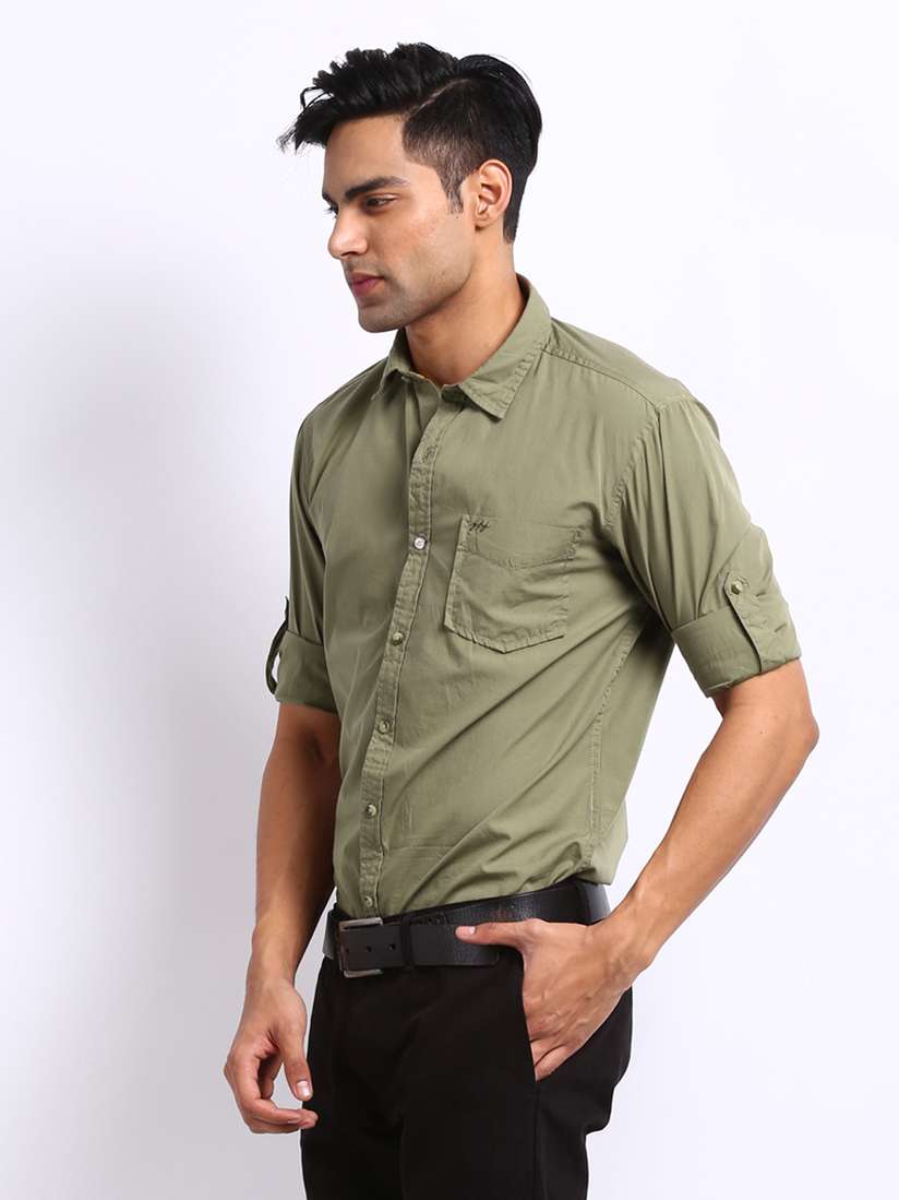 Buy John Players Men Olive Green Trim Fit Casual Shirt - Shirts for Men  201251 | Myntra