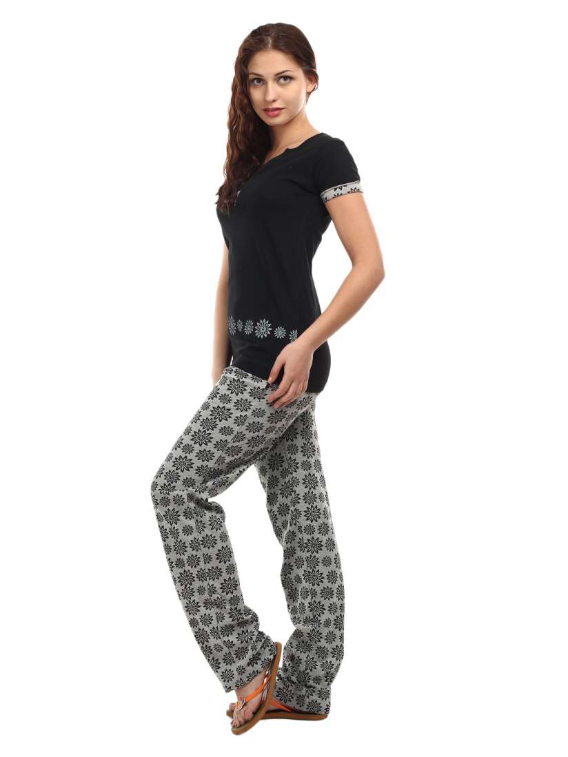 Buy July Nightwear Women Black Grey Melange Lounge Set J20 Night suits for Women 132435 Myntra