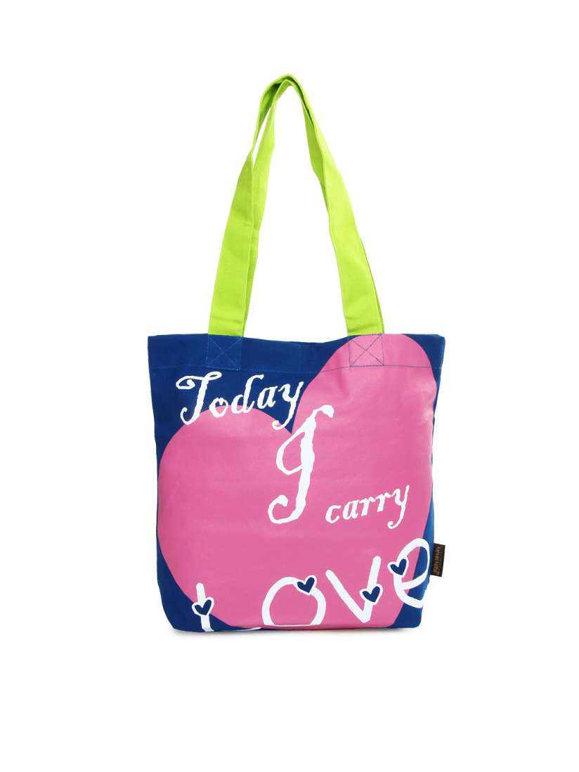 Buy Kanvas Katha Women Pink Blue Printed Tote Bag Handbags for Women 253745 Myntra