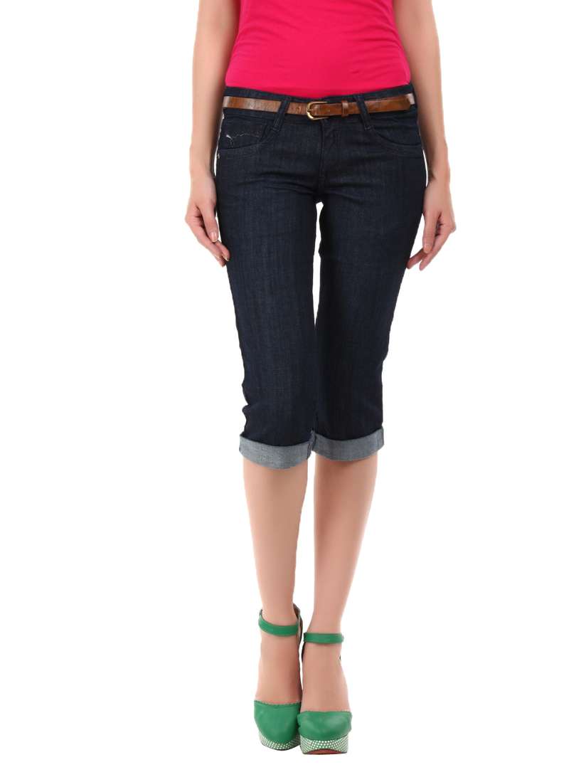 Elastic Waist Denim Capri For Womens Buy Kraus Jeans Women Blue