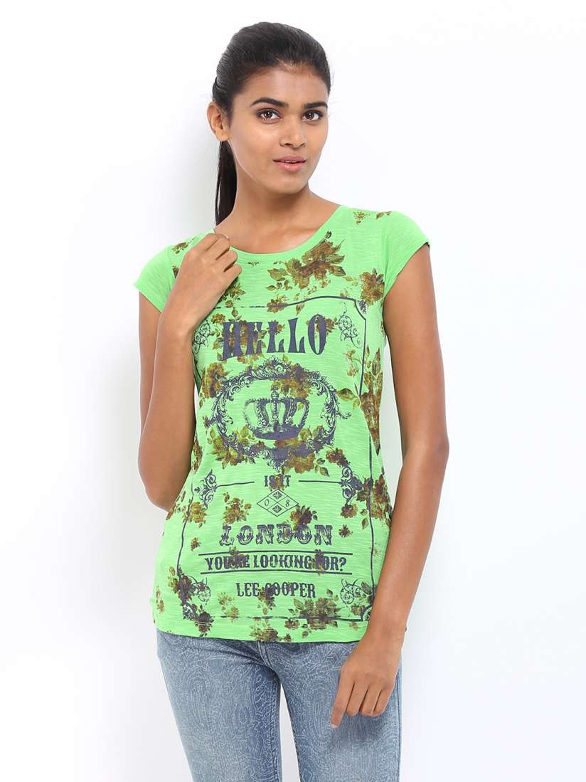 Buy Lee Cooper Women Green Printed T shirt Tshirts for Women 299805 Myntra