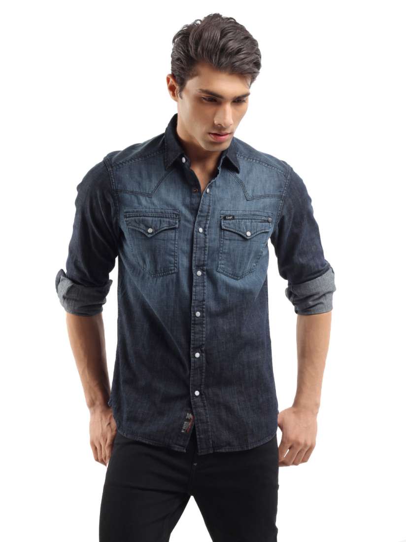Buy Lee Men Blue Denim Shirt Shirts for Men 86050 Myntra