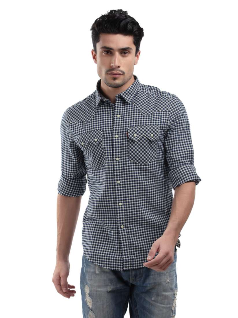 Buy Levis Men Blue White Checked Sawtooth Western Shirt Shirts for Men 106529 Myntra