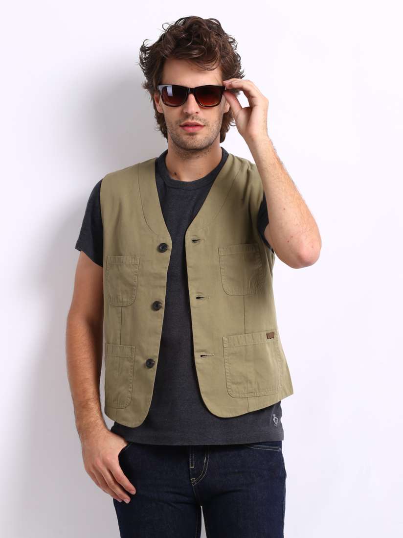 Buy Levis Men Khaki Waistcoat Waistcoat for Men 223260 Myntra