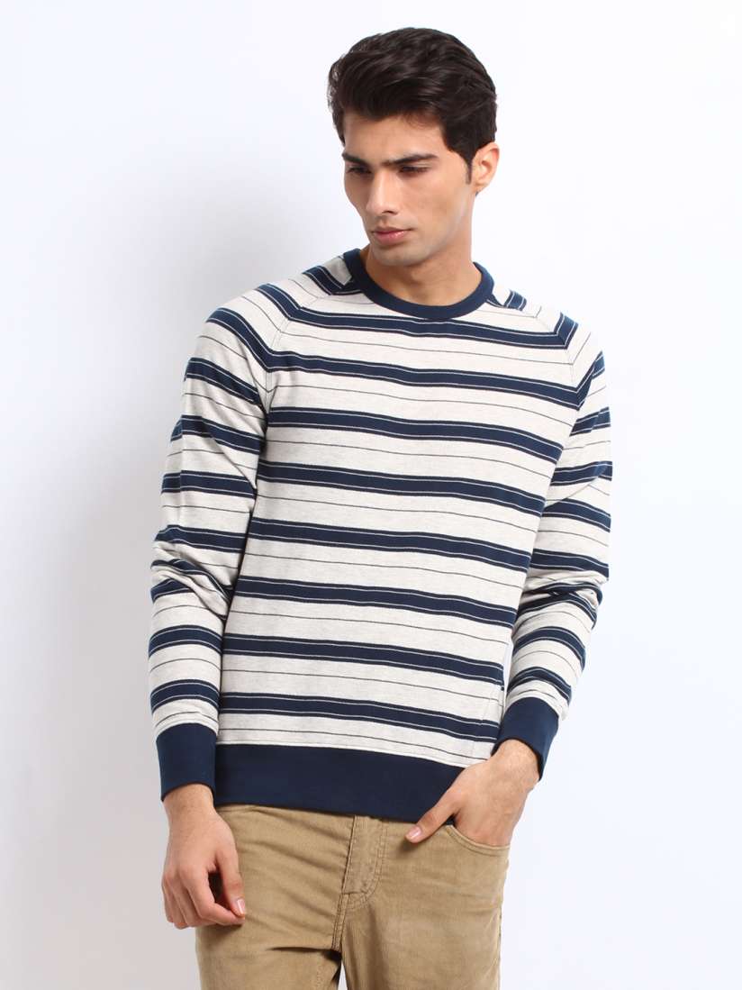 Buy Levis Men Off White Blue Striped Sweatshirt Sweatshirts for Men 170176 Myntra