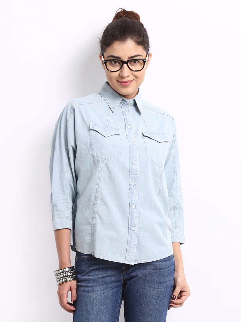 Levis light blue denim shirt cheap