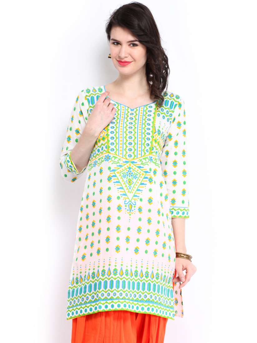 Buy Lovely Lady White Green Printed Kurta Kurtas for Women 409424 Myntra
