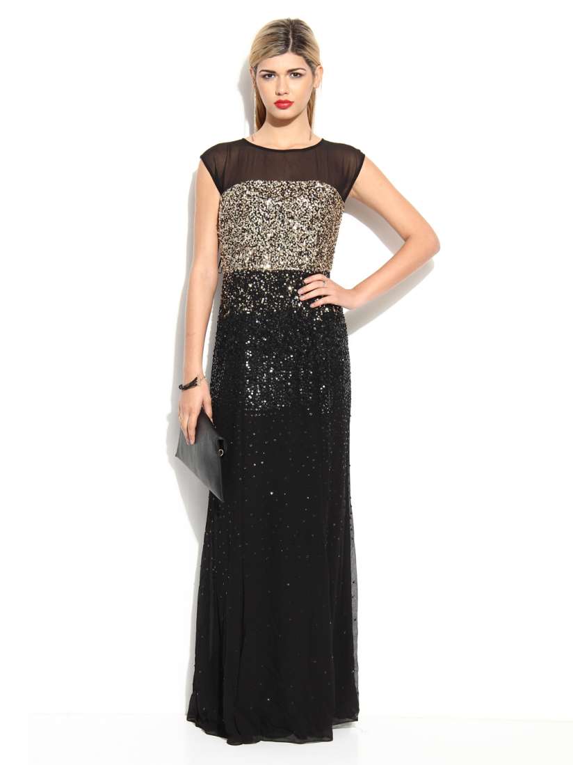 Buy MANGO Black Sequinned Maxi Dress Dresses for Women 433526 Myntra